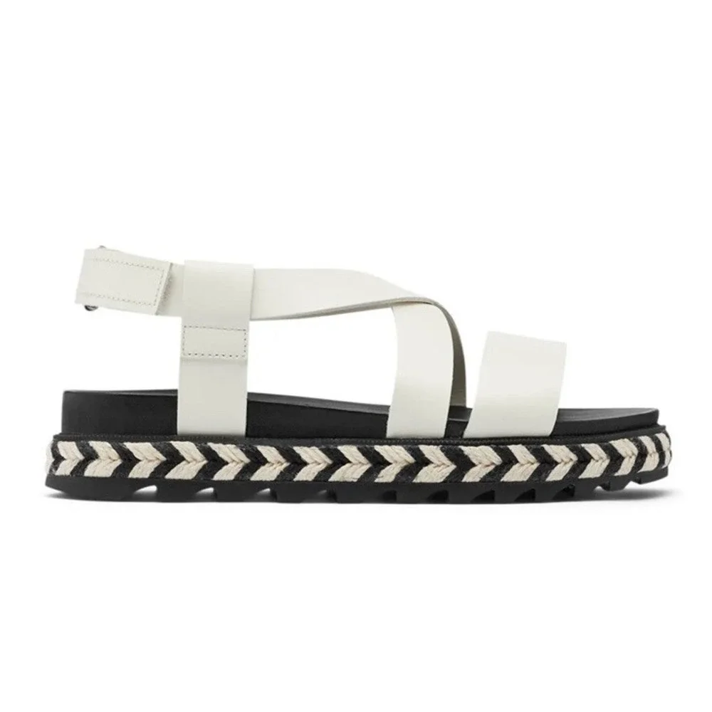 Sorel Sandals 6.5 Black Roaming Criss Cross Platform Espadrille Leather Strappy